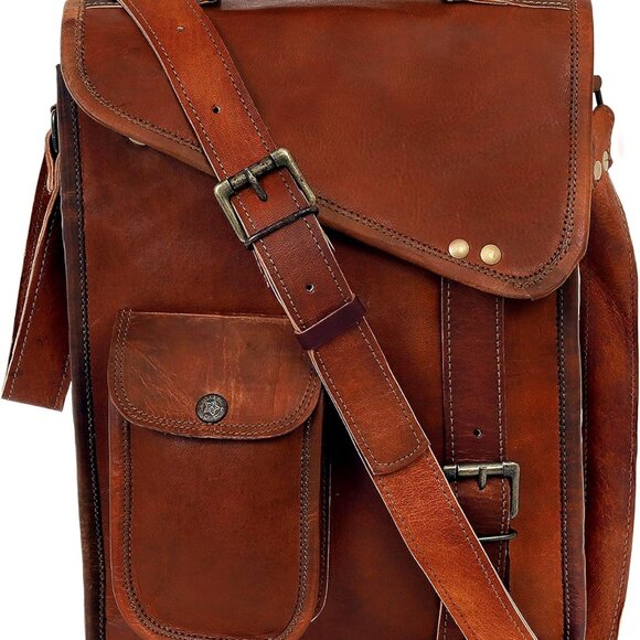 Leather Messenger Satchel Shoulder Bag Laptop Case Tablet Bag Office Briefcase G - Picture 6 of 7